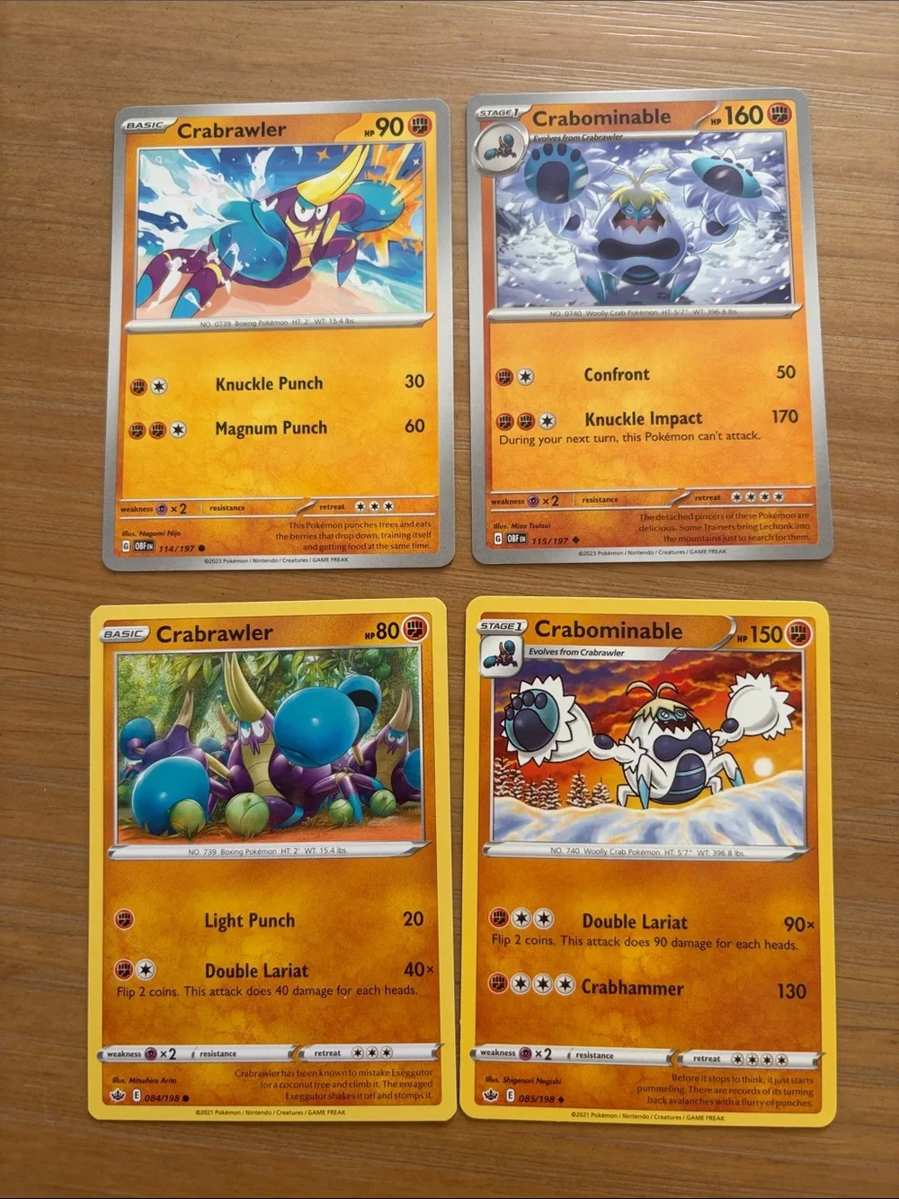 Crabrawler & Crabominable Evolution Lot | Obsidian Flames + Chilling Reign 5/$25